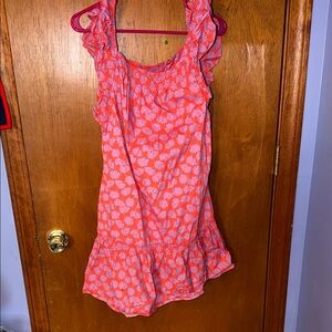 GAP Coral Pink Floral Ruffle Sundress
